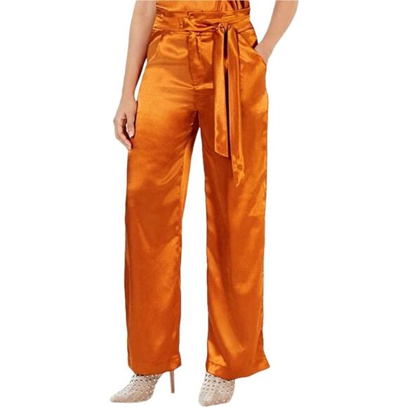 Heartloom Satin Wide Leg Pants Tie Waist - Picture 1 of 13